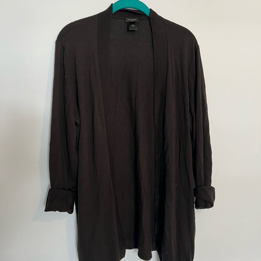 Ann Taylor Black Open Front Cardigan